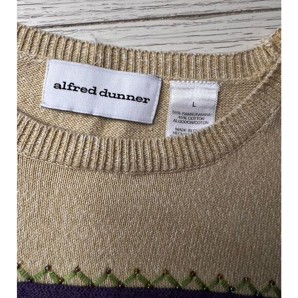 Alfred Dunner ladies short sleeve sweater w/ beaded & embroidered detail. Sz L - Picture 6 of 9